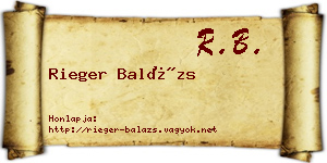 Rieger Balázs névjegykártya