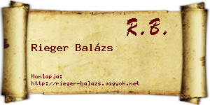 Rieger Balázs névjegykártya